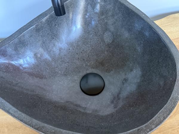 Naturstein Waschbecken Aufsatzwaschbecken Flussstein 40x37 cm