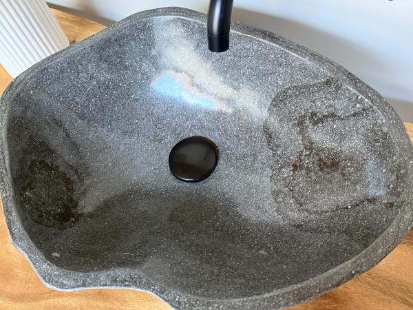 Naturstein Waschbecken Aufsatzwaschbecken Flussstein 48x37 cm