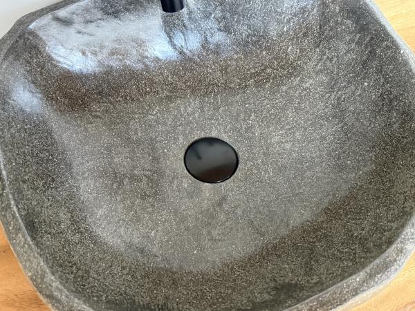 Naturstein Waschbecken Aufsatzwaschbecken Flussstein 46x44 cm