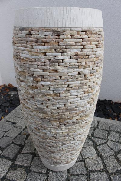 Pflanzkübel mit Onyxsteinen creme 33x80 cm