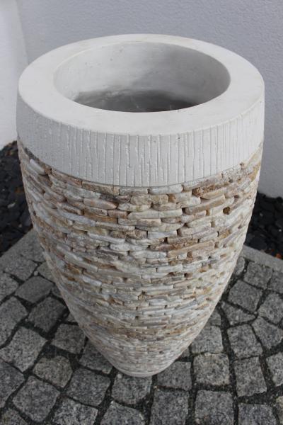Pflanzkübel mit Onyxsteinen creme 33x80 cm
