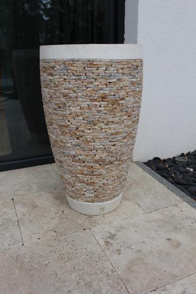 Pflanzkübel mit Onyxsteinen creme 45x80 cm