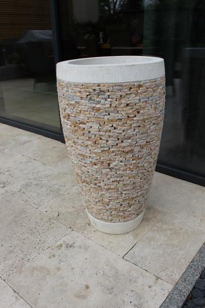 Pflanzkübel mit Onyxsteinen creme 45x80 cm
