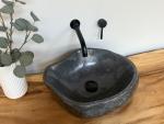 Naturstein Waschbecken Aufsatzwaschbecken Flussstein 45x37 cm